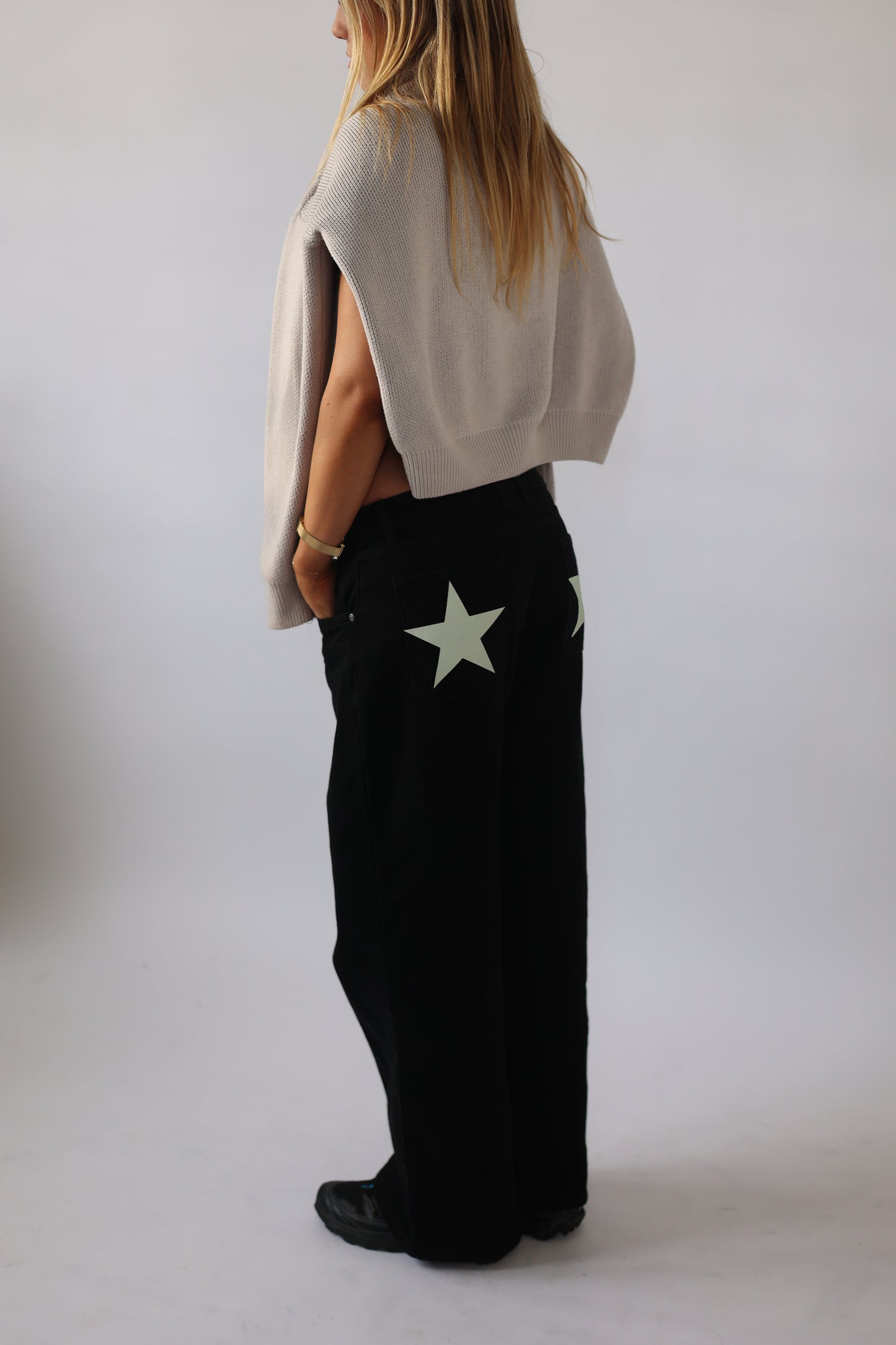 Cream star print- Double Pockets