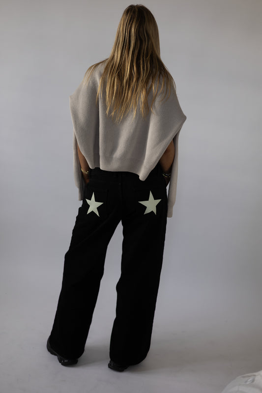 Cream star print- Double Pockets