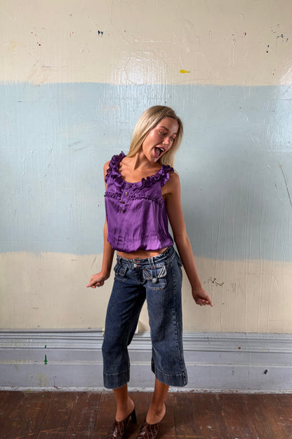 Vintage Purple Ruffle Cami Top