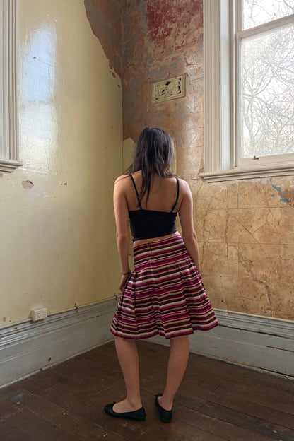 Vintage Pink & Brown Striped Skirt