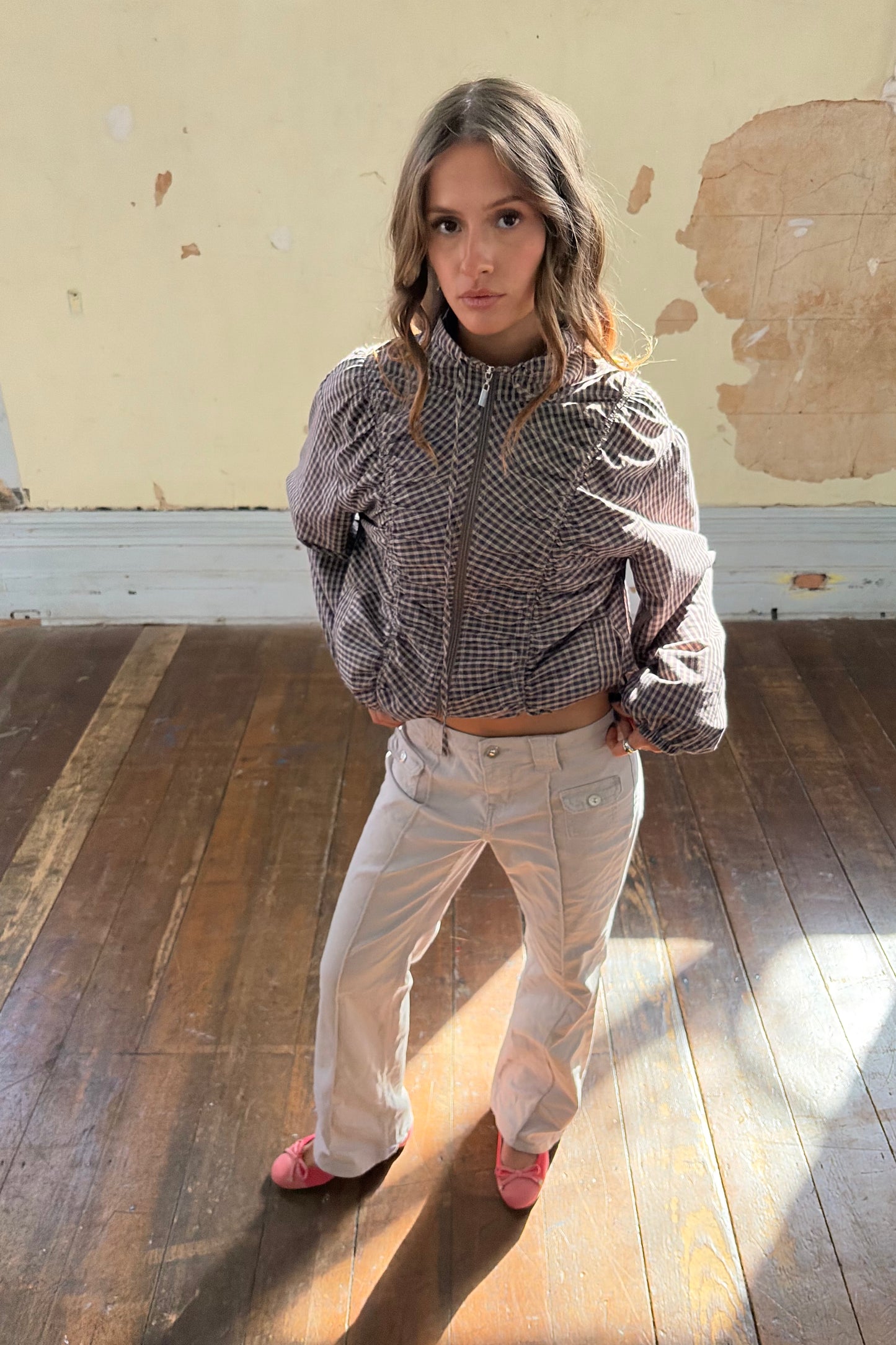 Vintage Beige Low-Rise Cord Flares