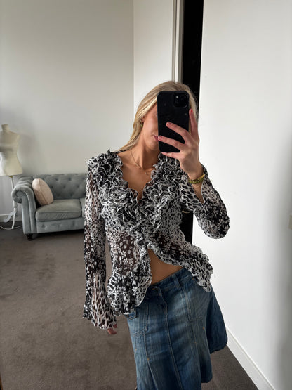 Lisa Tossa Sheer ruffle blouse