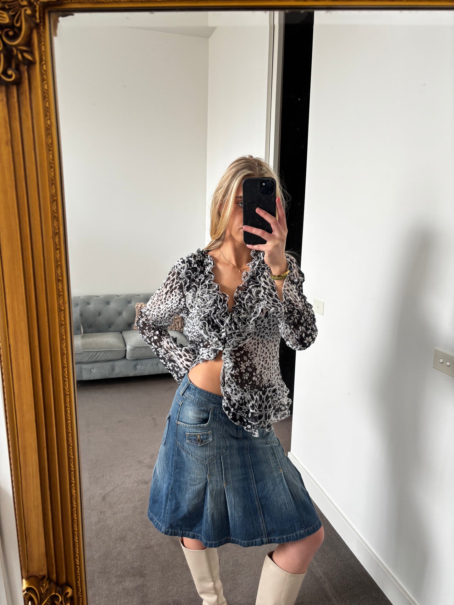 Lisa Tossa Sheer ruffle blouse