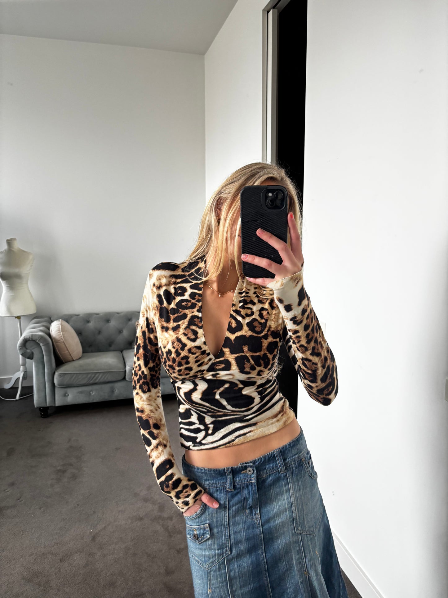 Animal print wrap top