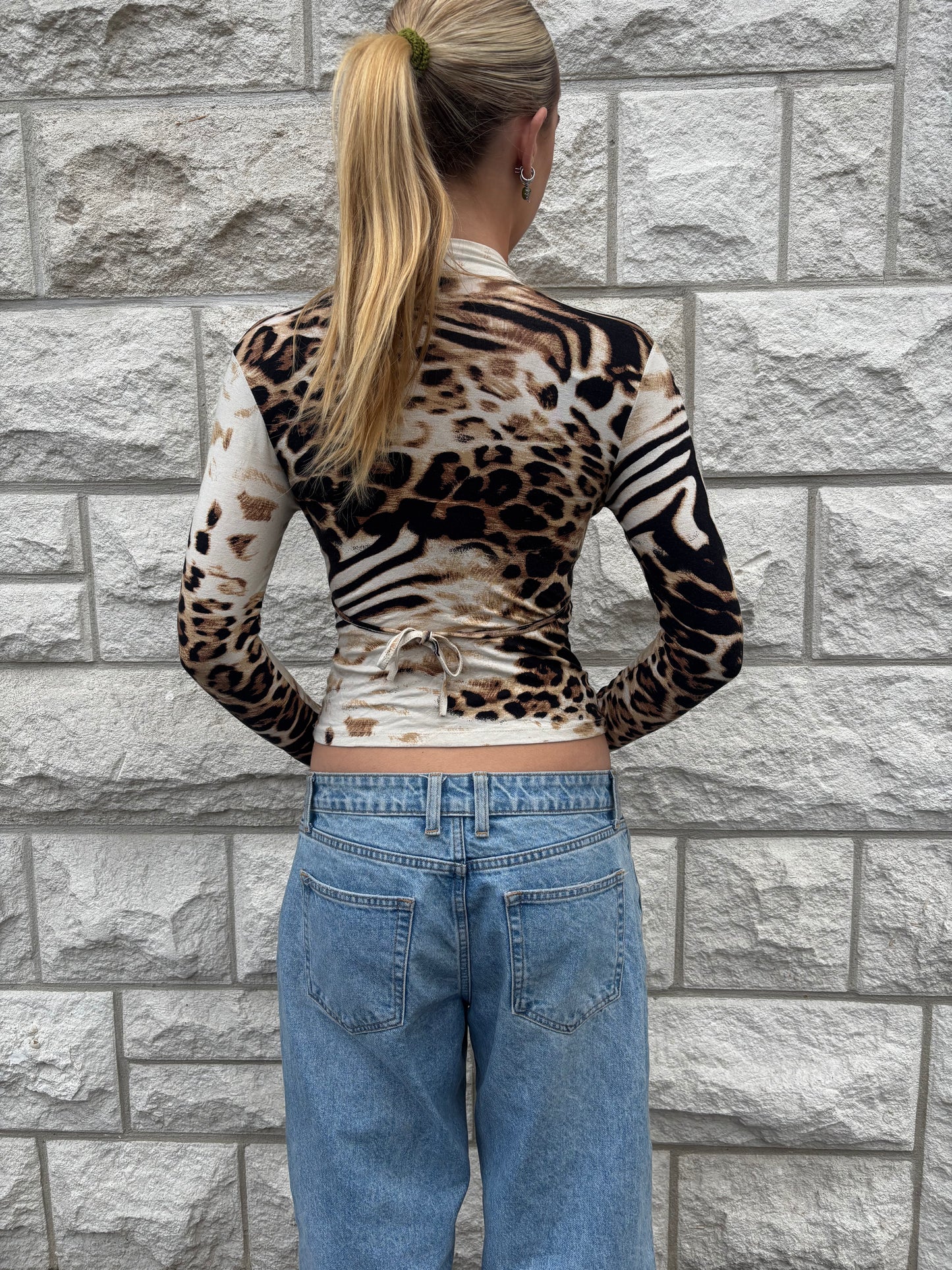 Animal print wrap top