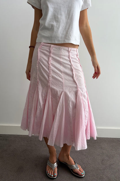 Vintage Pink Panelled Midi Skirt