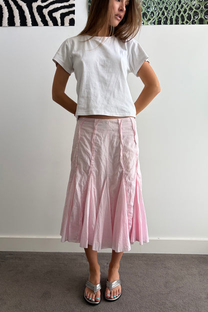 Vintage Pink Panelled Midi Skirt