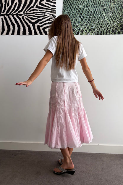 Vintage Pink Panelled Midi Skirt