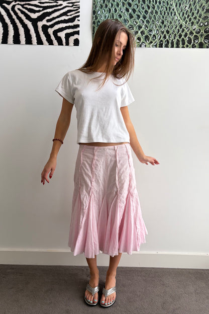 Vintage Pink Panelled Midi Skirt