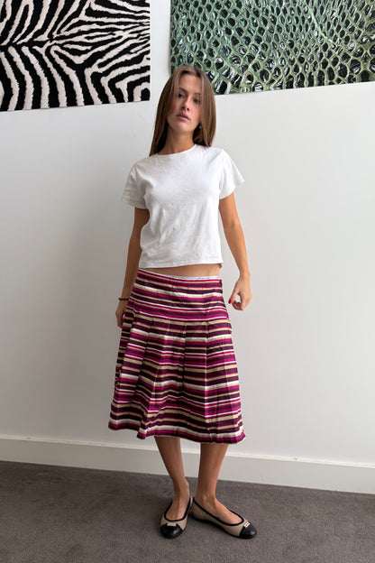 Vintage Pink & Brown Striped Skirt
