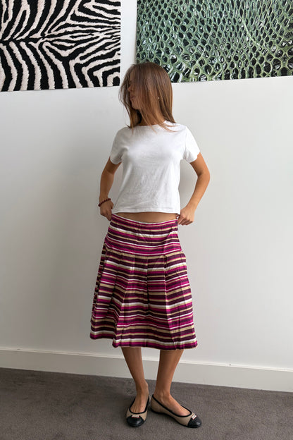 Vintage Pink & Brown Striped Skirt