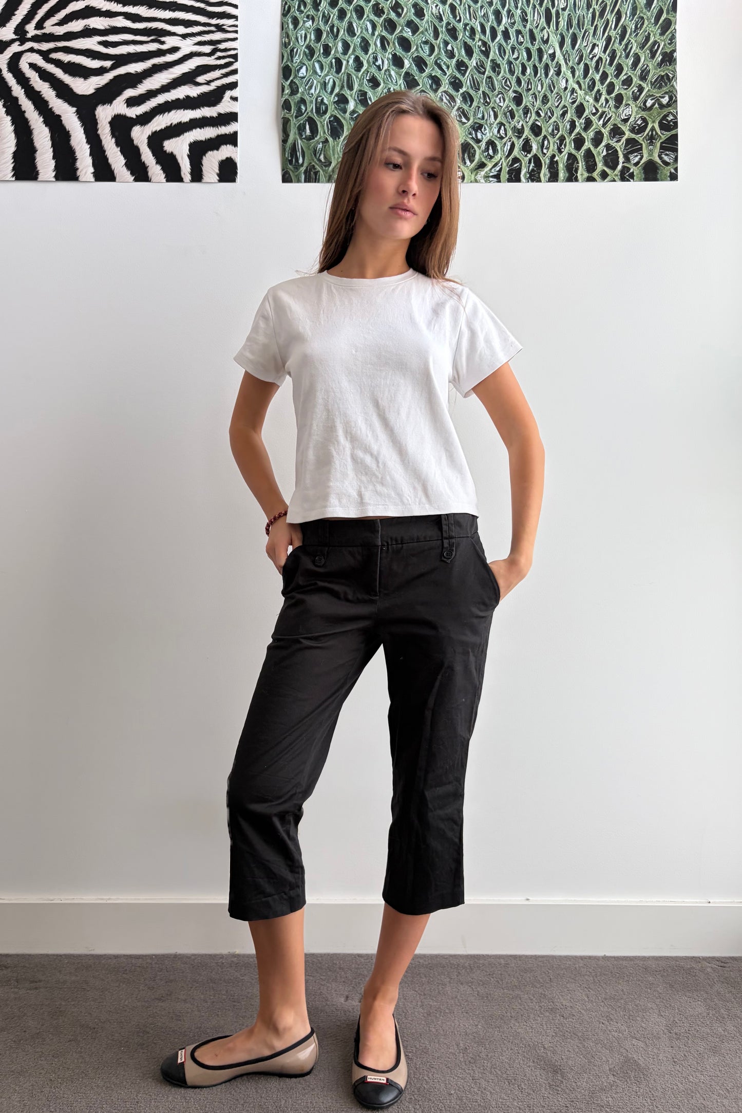 Vintage Black Tailored Capris