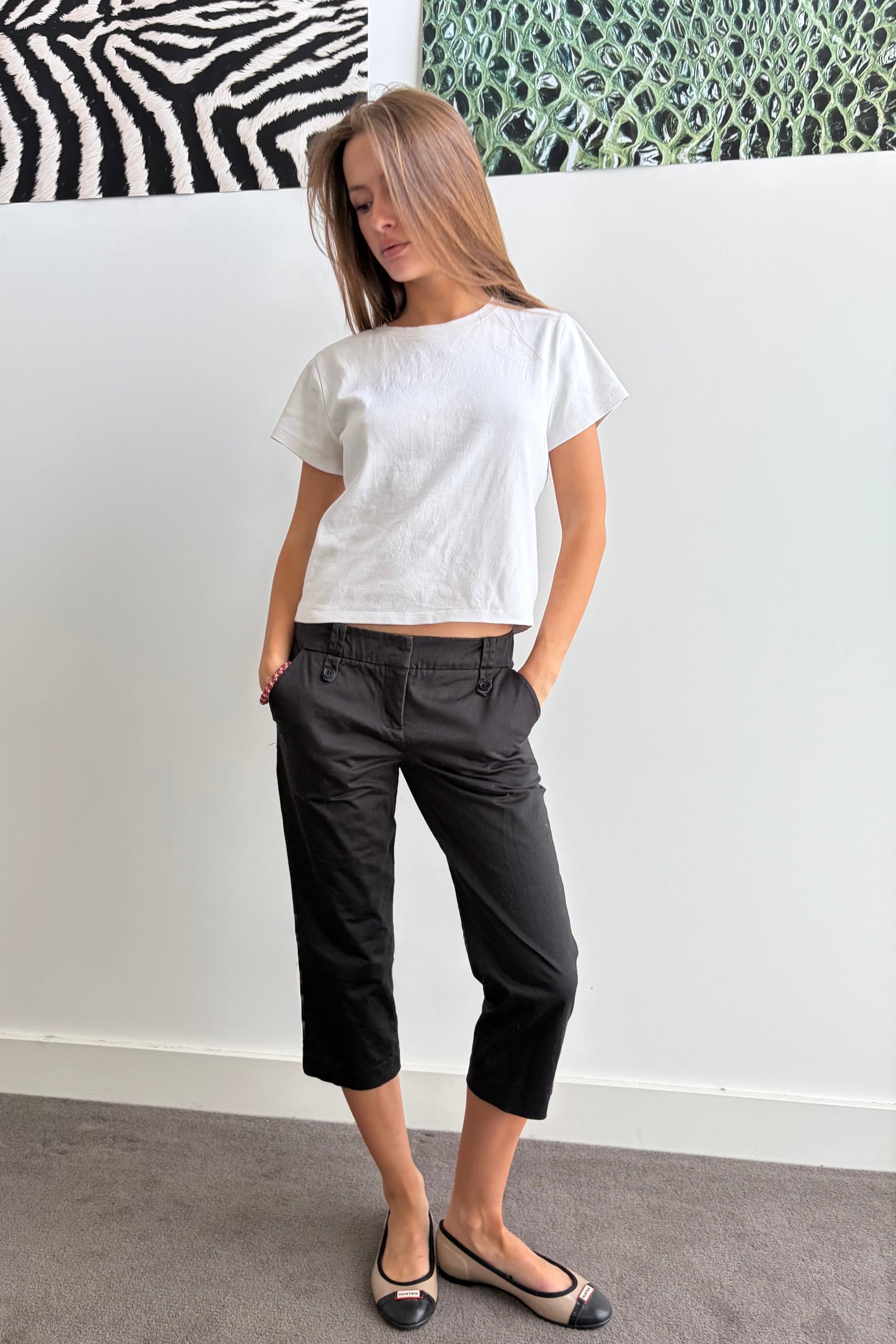 Vintage Black Tailored Capris