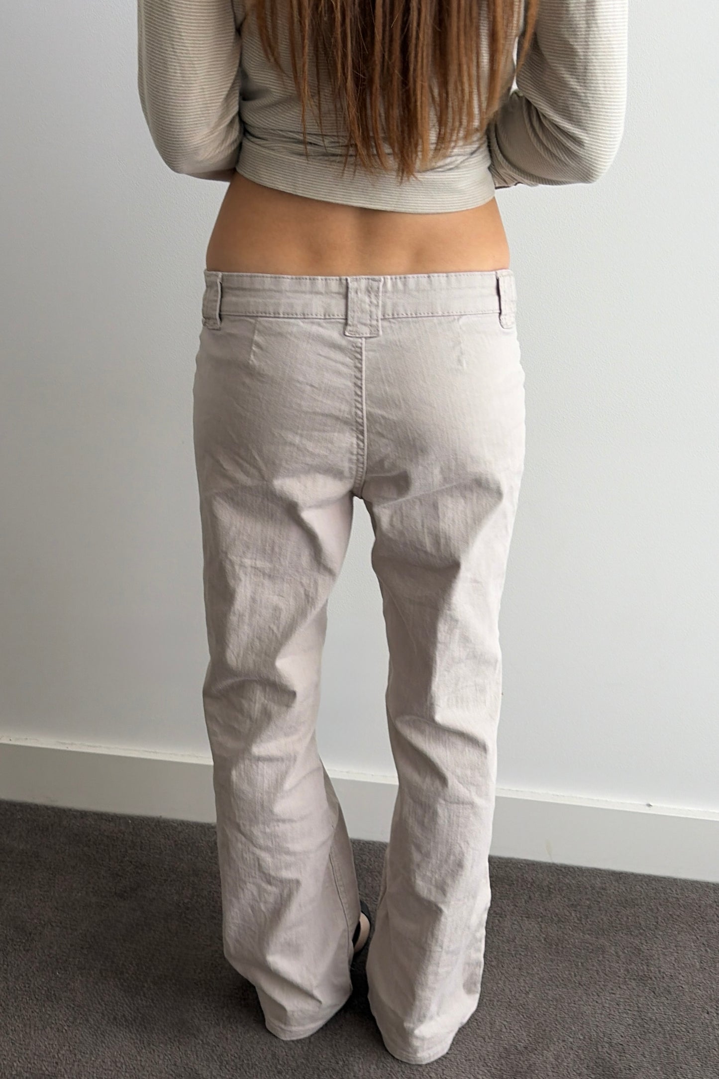 Vintage Beige Low-Rise Cord Flares
