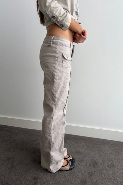 Vintage Beige Low-Rise Cord Flares