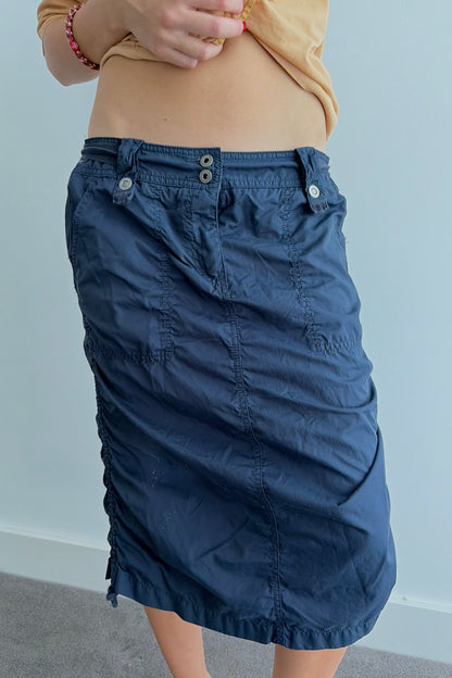 Vintage Navy Cargo Skirt with side ruching