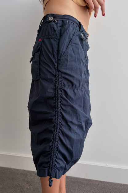 Vintage Navy Cargo Skirt with side ruching