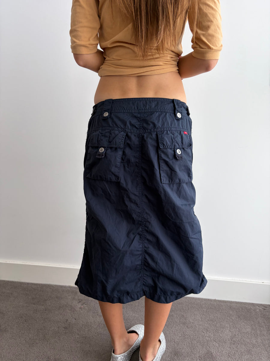 Vintage Navy Cargo Skirt with side ruching