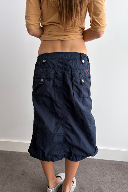 Vintage Navy Cargo Skirt with side ruching
