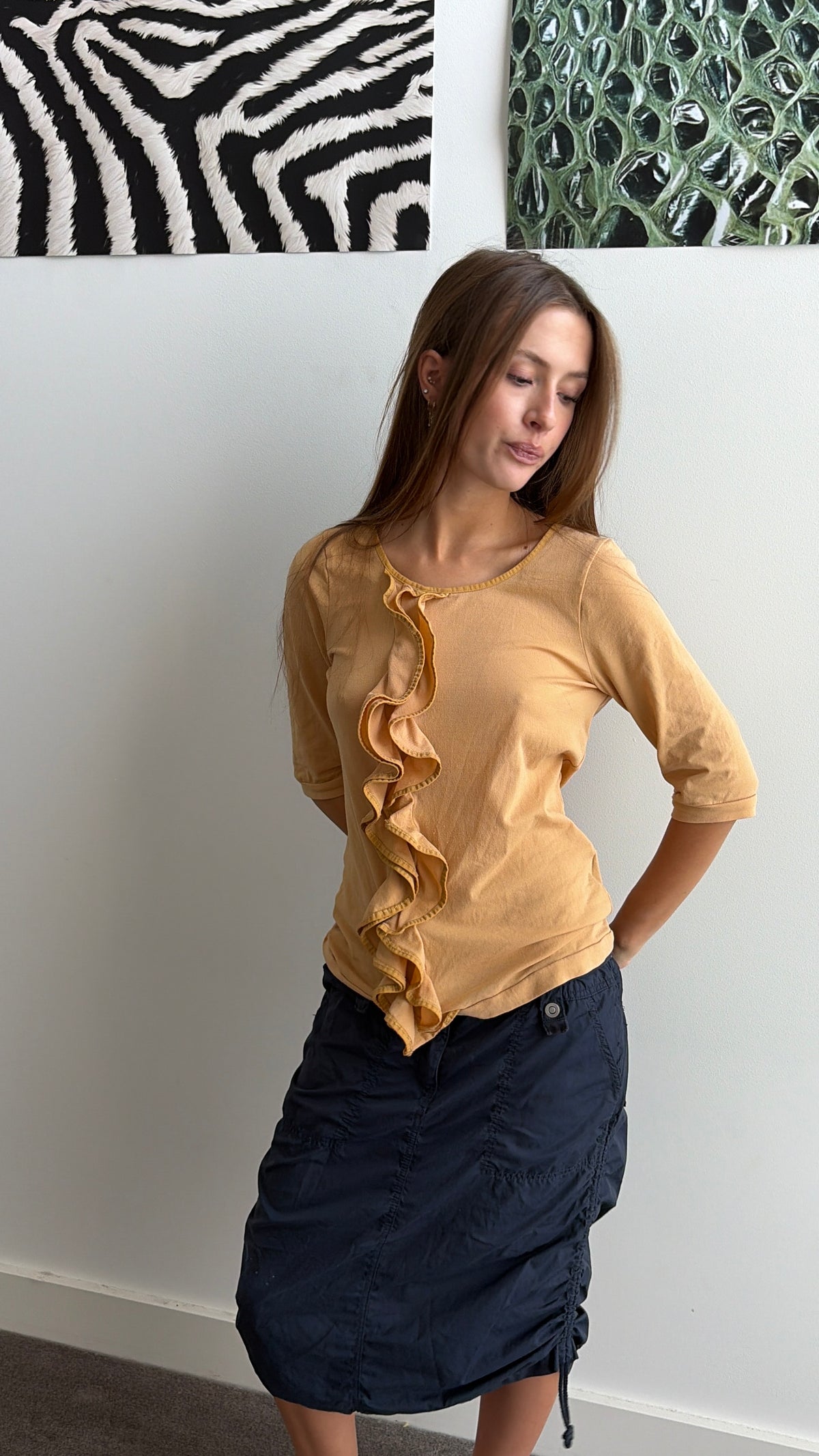 Vintage Asymmetric Ruffle Top