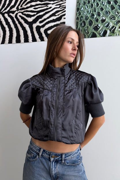 Vintage Puff Sleeve Quilted Jacket