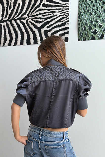 Vintage Puff Sleeve Quilted Jacket
