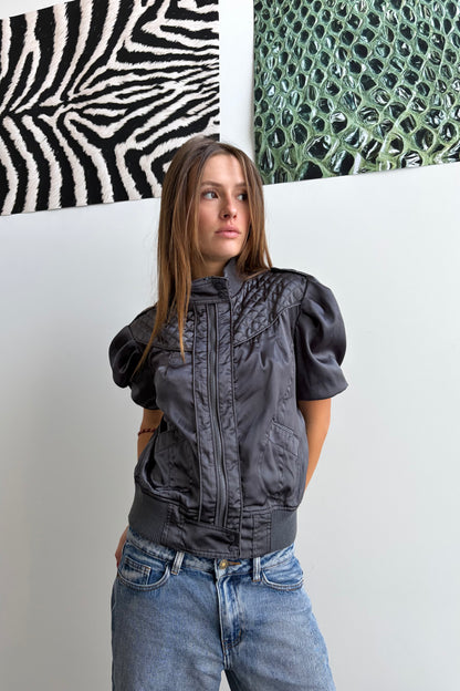 Vintage Puff Sleeve Quilted Jacket