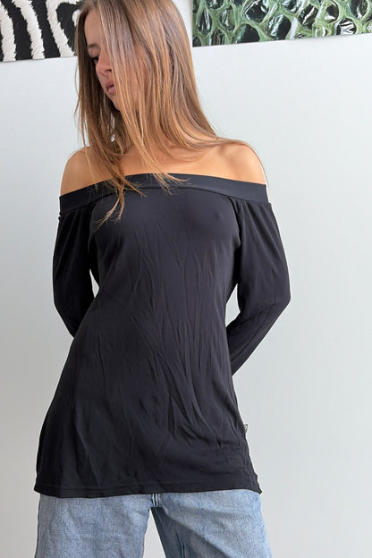 Vintage Black Off-Shoulder Long Sleev