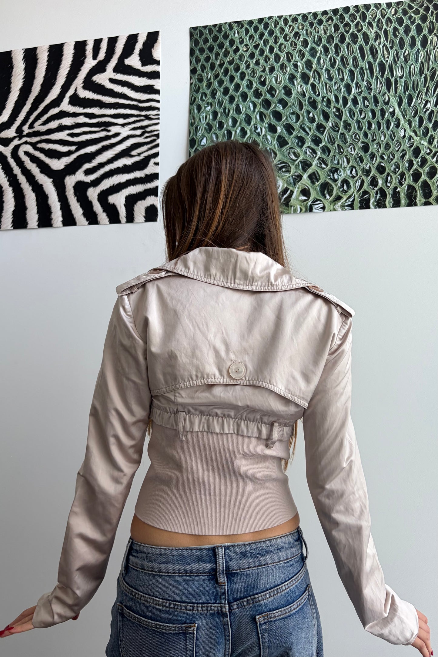 Vintage Cream Cinched Waist Jacket