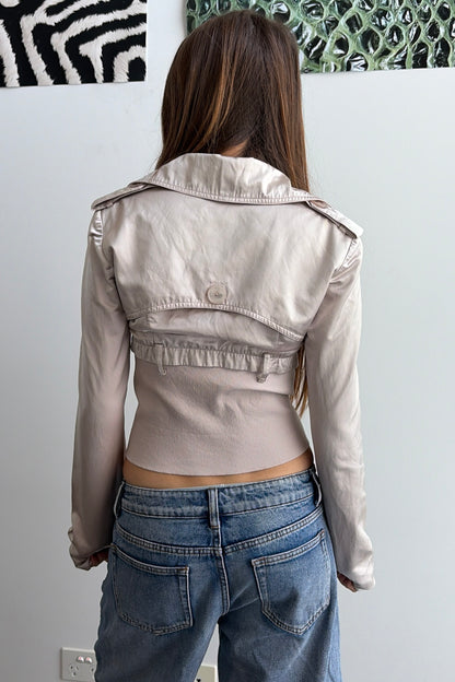 Vintage Cream Cinched Waist Jacket