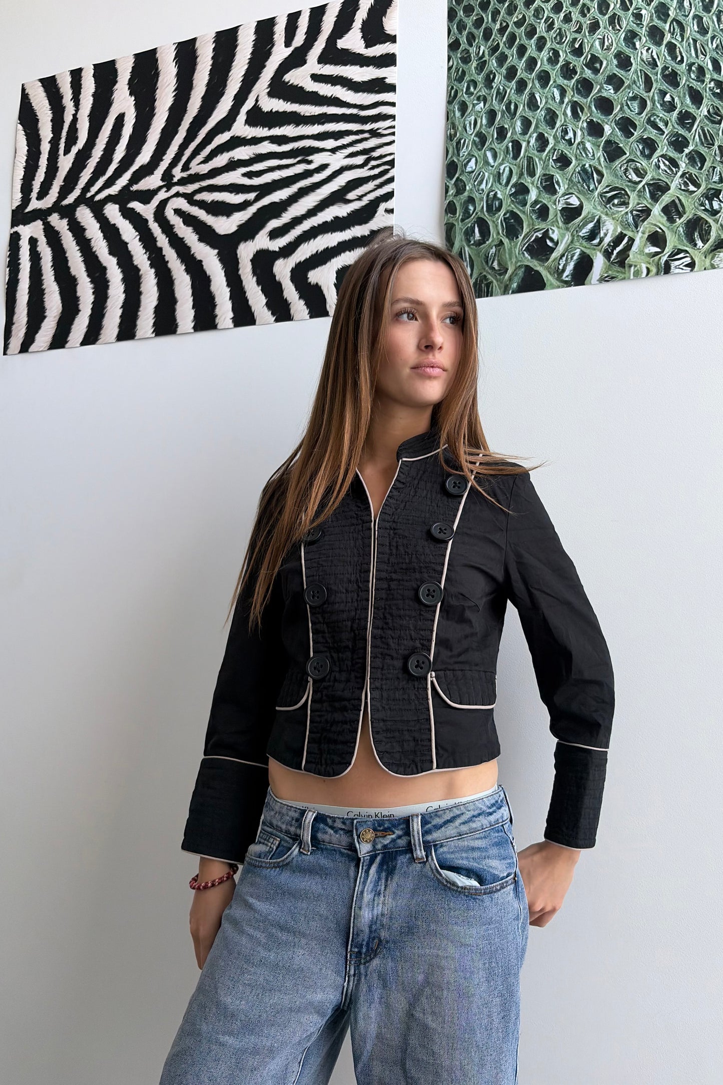Vintage Black Button Detail Jacket