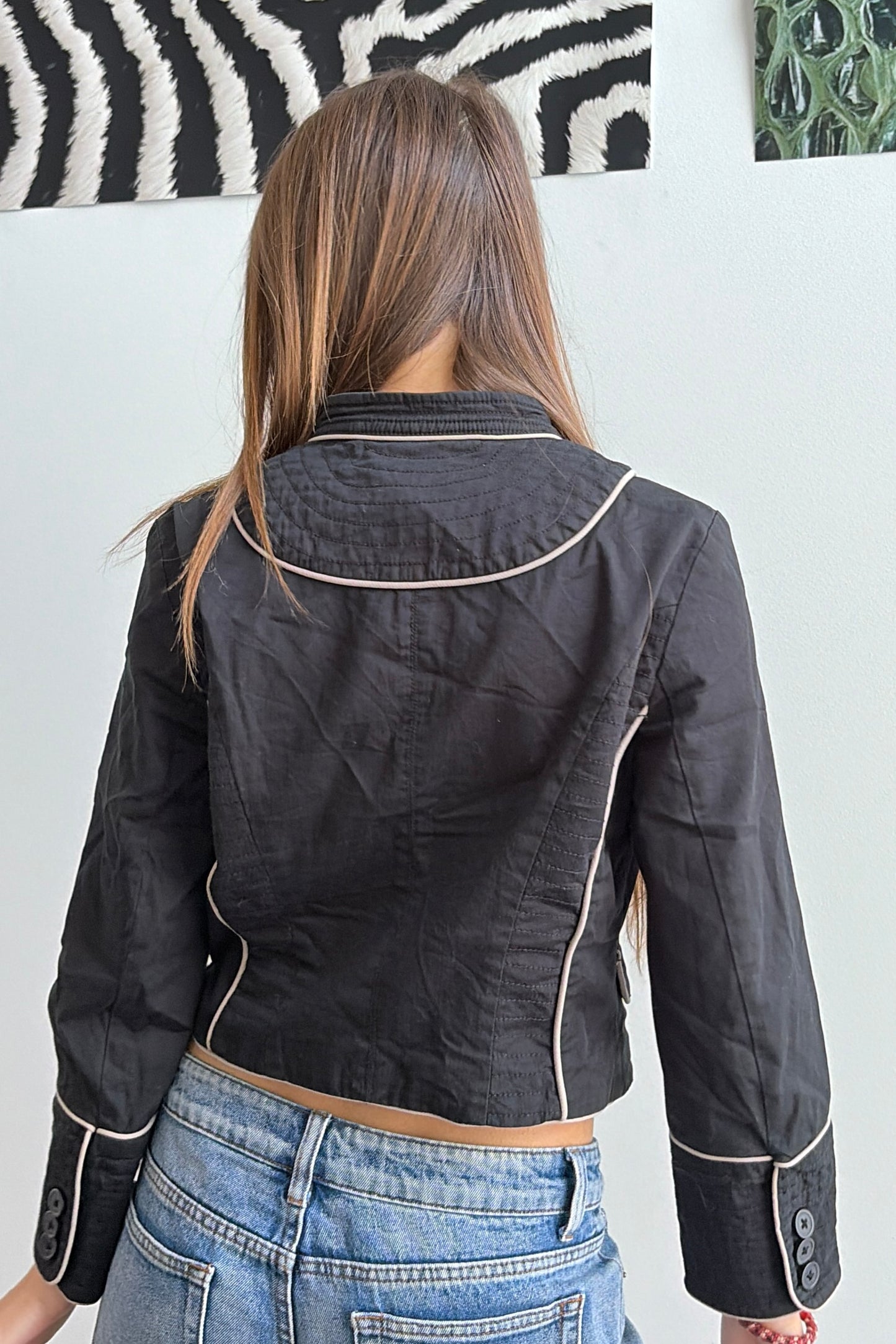 Vintage Black Button Detail Jacket
