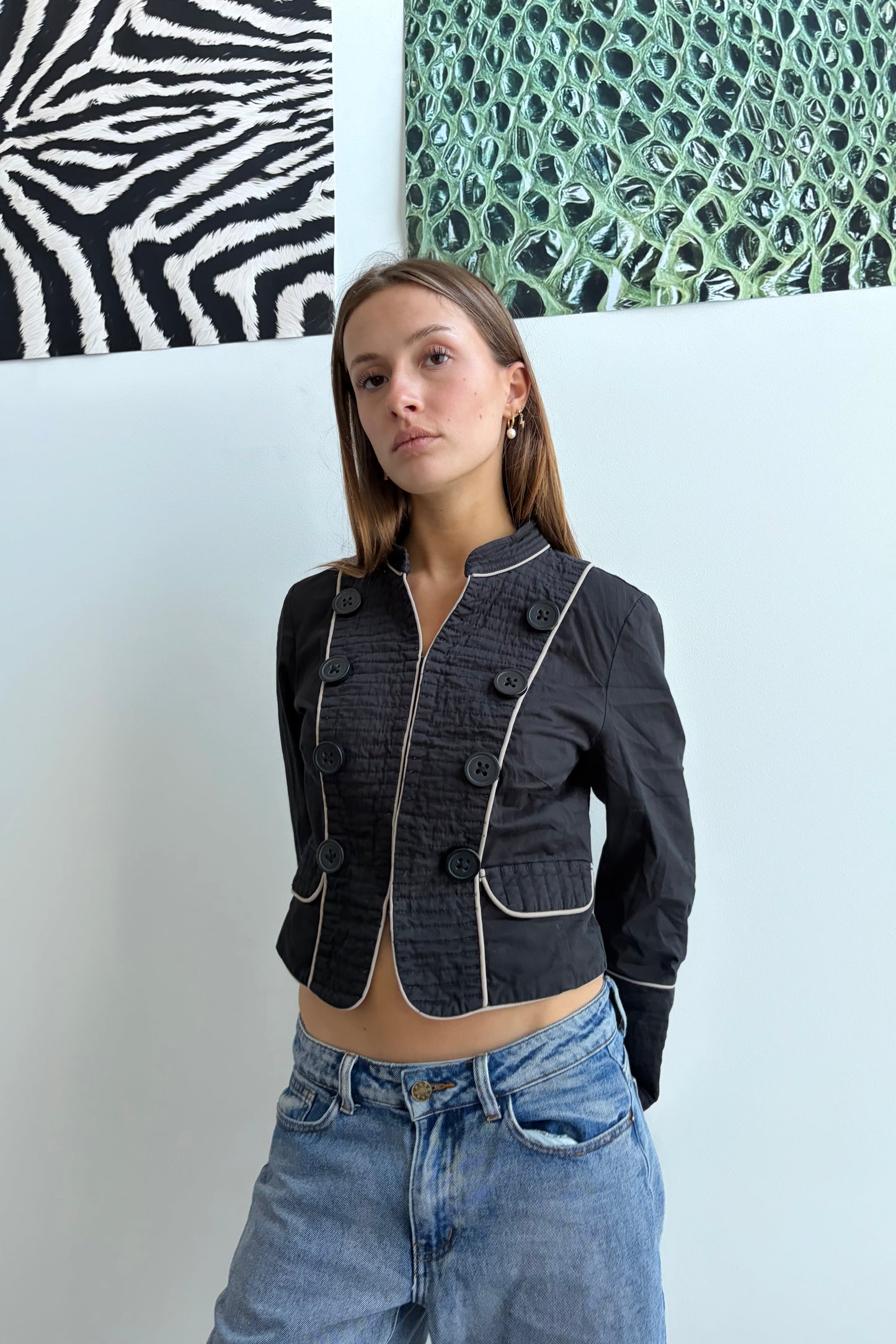 Vintage Black Button Detail Jacket