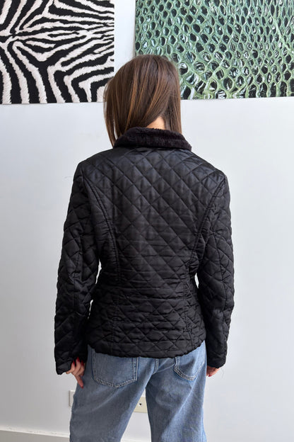 Vintage Quilted padded jacket with fur collar