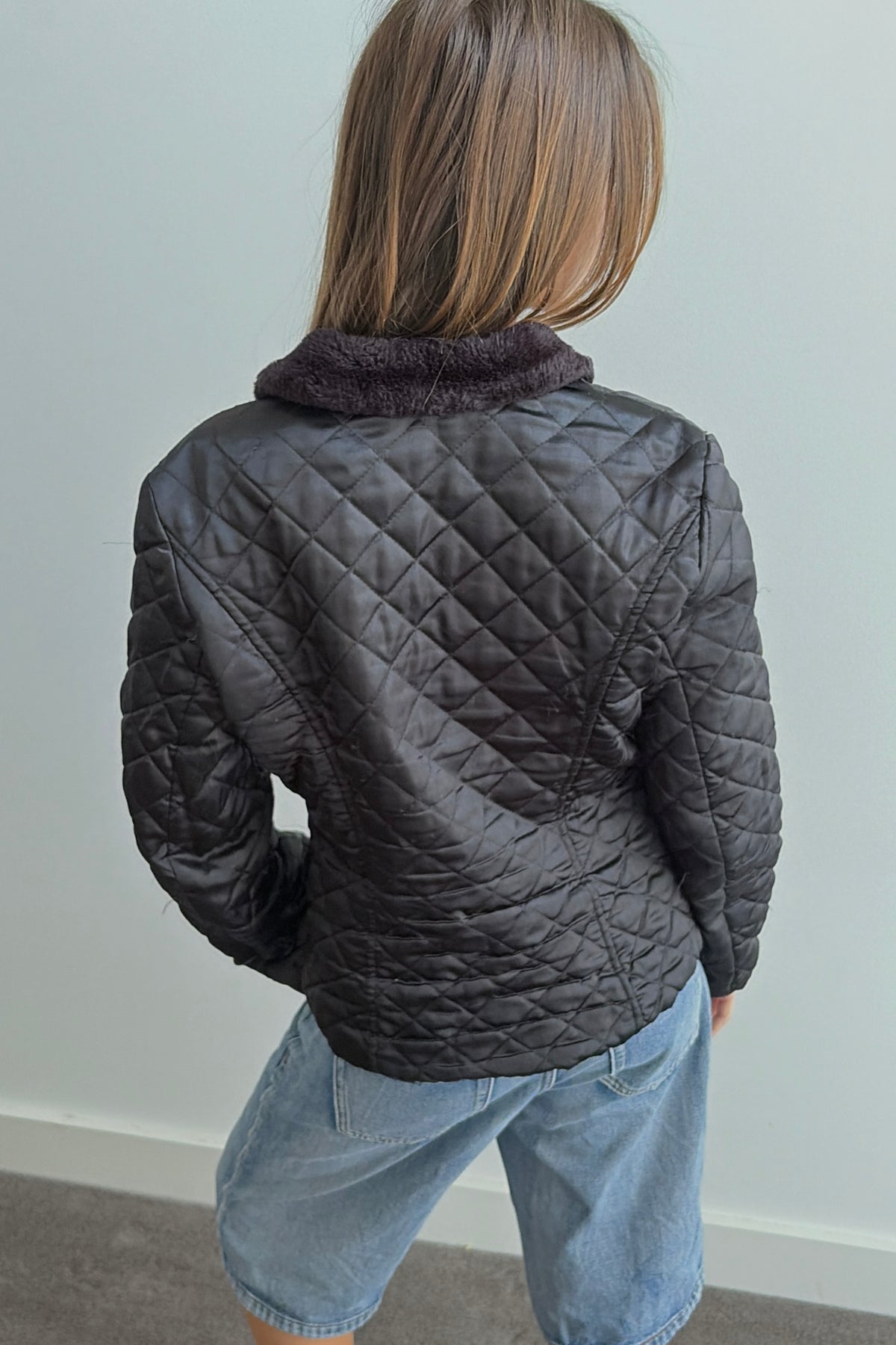 Vintage Quilted padded jacket with fur collar
