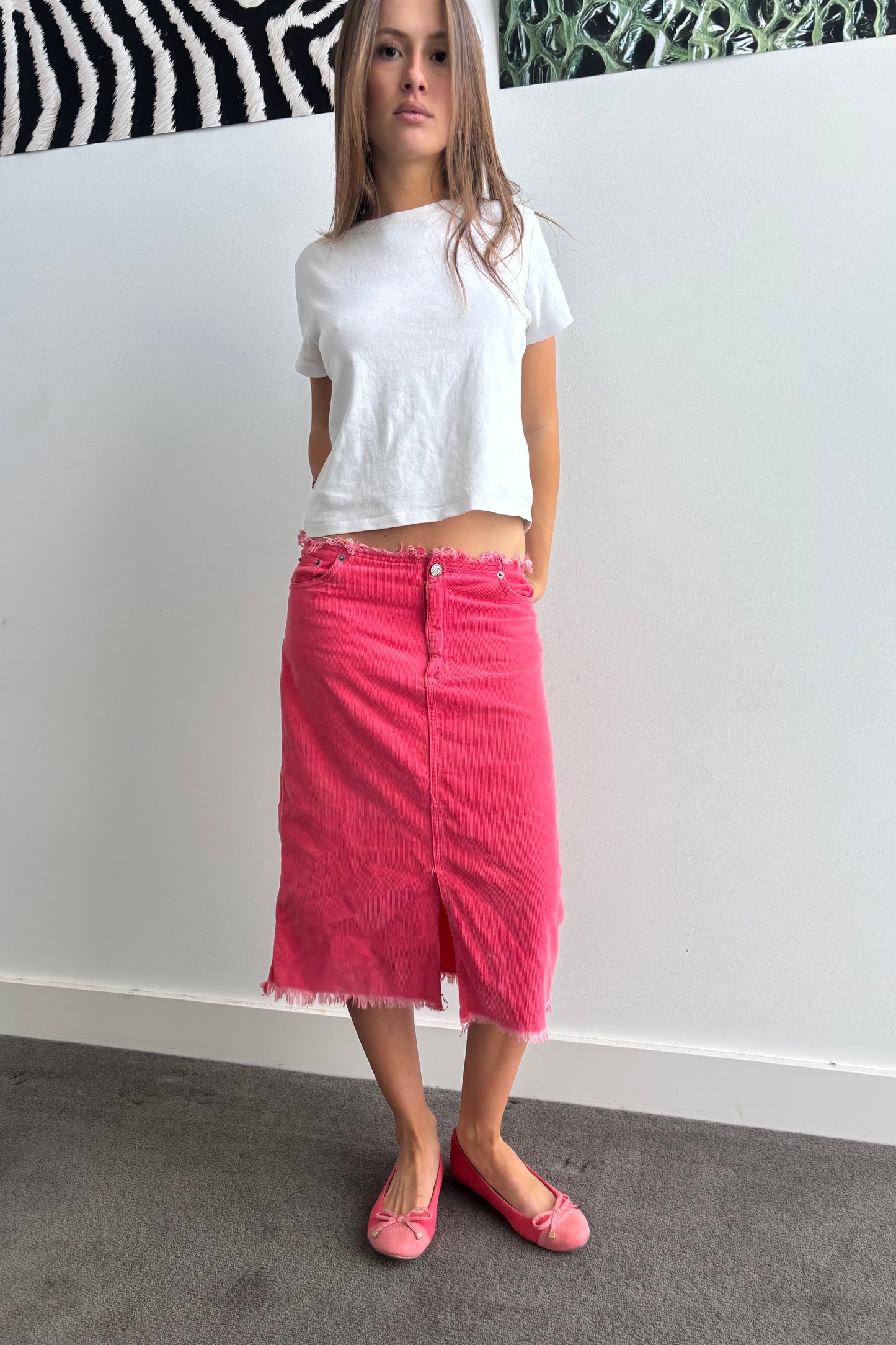 Vintage Hot pink denim skirt