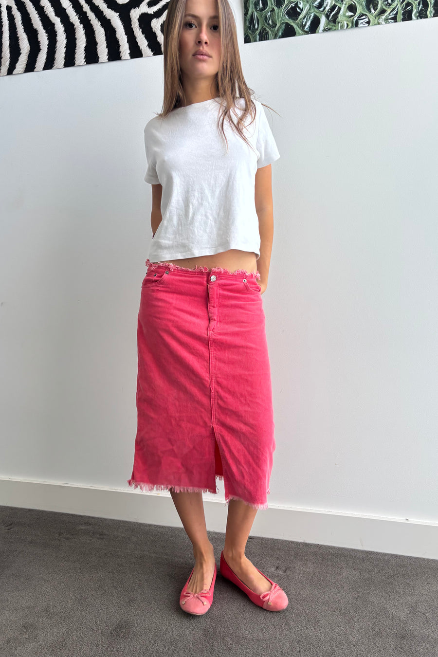 Vintage Hot pink denim skirt